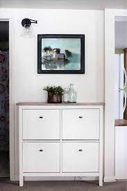 Ikea Shoe Cabinet Hack As Faux Built In Hallway Storage Ikea Shoe Cabinet Ikea Hemnes Shoe Cabinet Hallway Storage Cabinet