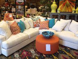 5 out of 5 stars. White Sectional With Orange And Blue Accent Pillows And Orange Ottoman Http Www Miskellys Com Ht Minimalist Home Decor Living Room Orange Blue Accent Pillow