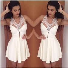 White Prom Dress Lace Prom Dress Prom Dress Fashion Promdress Eveningdress Promgowns Cocktaild Mini Homecoming Dresses Prom Dresses Lace Chiffon Mini Dress