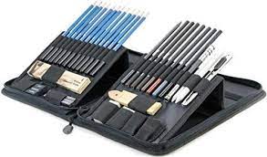 Amazon Com Drawing And Sketching Pencil Set In Zippered Carrying Case The Essential Artist Supplies In A Compact Pro Charcoal Sticks Artist Supplies Eraser