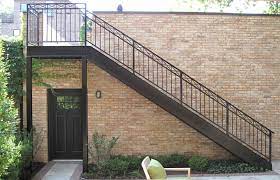 If your staircase has a contemporary vibe, consider a modern stair railing crafted with stainless steel cable or glass and metal handrails to complete the look. Metal Decking Garage Staircase Exterior Stairs Iron Staircase Wrought Iron Staircase