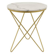 Three Hands 23 75 In Gold Metal Marble Top Table 38098 The Home Depot Marble Top End Tables Marble End Tables Marble Table Top
