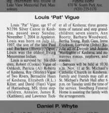 Obituary for Louis Vigue, 1907-2004 (Aged 97)