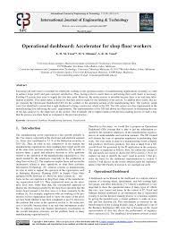 You monitor staff and ensure that all equipment function is optimal. Pdf Operational Dashboard Accelerator For Shop Floor Workers