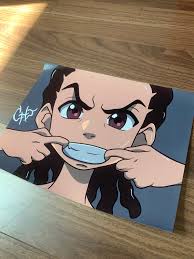 Manga drawing techniques adopt their own visual shortcuts, including: Boondocks Ice Me Out Anime Canvas Art Mini Canvas Art Cartoon Painting