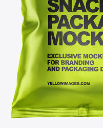 Download Metallic Snack Package Mockup In Bag Sack Mockups On Yellow Images Object Mockups PSD Mockup Templates
