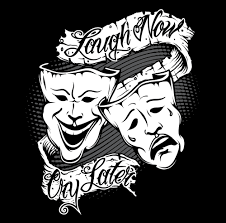 Laugh now, cry later tattoos portray two faces or two masks that have expressions that represent opposing or different emotions. Laugh Now Cry Later Drama Masks Happy Sad Clown Face Tattoo Etsy