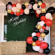 Check spelling or type a new query. Amazon Com 125pcs Gold Black Red Confetti Balloon Arch Garland Kit Gold White Black Red Confetti Balloons For Graduation New Year Party Wedding Birthday Baby Shower Decorations Toys Games