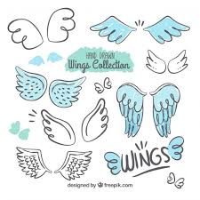 Download Selection Of Decorative Wings With Blue Details For Free In 2020 Lettering Wings Sketch Lettering Tutorial
