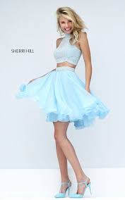Chiffon Sherri Hill Two Piece Short Prom Dress 50179 High Neck Prom Dress Piece Prom Dress Prom Dresses Short
