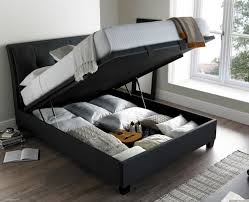 Includes upholstered headboard, footboard and rails. Accent Slate Fabric Ottoman Storage Bed