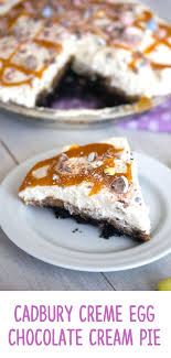 1 regular easter egg, in two halves (the cadbury variety are usually already split into two halves, so no need to cut and risk breakage). Cadbury Creme Egg Chocolate Cream Pie Recipe We Are Not Martha