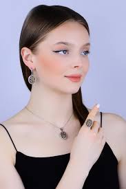 Reine ottomane authentique, ensemble de bijoux en argent saphir inspiré,  collier en argent turc fait à la main, boucles d'oreilles, bague