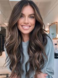 Natural Brunette Waves with Subtle Highlights: Effortlessly Beautiful  Hairstyle for 2024