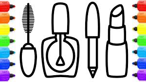 Make some nail art designs, add some real nail polish, use glitter and sequins, the choice is yours! How To Draw Lipstick Coloring Book Makeup For Eyes Drawing Nail Polish Mascara Eyebrow Pencil Makeup Stores Com