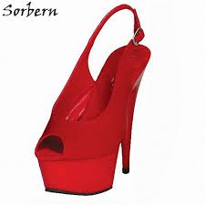 Us 97 0 Sorbern Fashion Custom Color Slingbacks 2018 New Shiny Pu Red Shoes For Inches Ladies Handmade Red Shoes Pumps Women Shoes In Womens Pumps