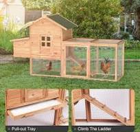 Grezone Chicken Coop Large Wooden Outdoor Hutch Hen Cage with Ventilation  Castle Door, Rabbit Hutch Home Backyard Removable Tray & amp Ramp Play  House ...