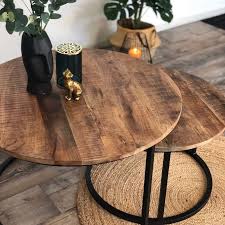 Couchtisch Set Joan Mangoholz Rund O 80 Cm 2 Stuck In 2020 Couchtisch Set Couchtisch Und Couchtisch Holz
