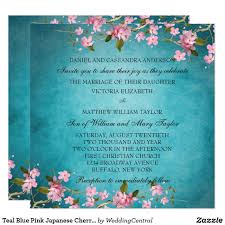 Teal Blue Pink Japanese Cherry Blossoms Wedding Invitation Zazzle Com Cherry Blossom Wedding Invitations Cherry Blossom Wedding Wedding Invitations Vintage Blue