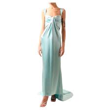 Calvin Klein Collection Turquoise Silk Corset Bustier Cut Out Maxi Dress Gown 6 For Sale At 1stdibs