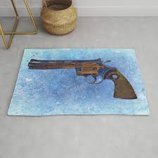 The colt python has a long and tortured history. Colt Python 357 Magnum On Blue Back Ground Rug By Molonlabecreations Society6