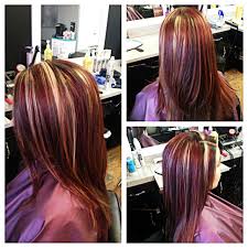 Dark brown hair with red highlights is often a better alternative than traditional blonde for naturally dark haired people or darker and warmer skin tones. Pin On Hair Cuts Colors Styles