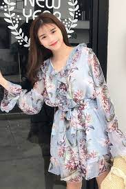 teamlala 2017新作 ハワイアンワンピース 浅い紫風 胸元フリルスタイル キュロットスカ ト 花柄 vネックワンピース フレア袖 半袖 ウェストゴムワンピース ショート丈 ウェスト締めるワンピ 半袖ワンピ ウェストゴム付 上品 フレアスリーブワンピース ハワイアン