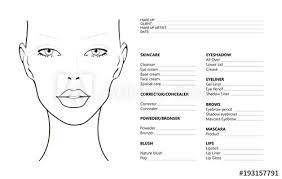 Face Chart Makeup Artist Blank Template Vector