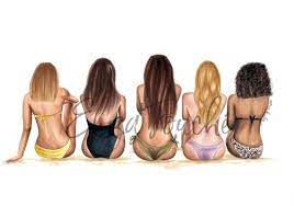 5 friends at the beach best friends friend art best friend art bff friendship print sister gifts for her friend print friend art best friend drawings bff drawings
