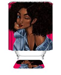 Black Art Shower Curtains 27 99 Afrocentric Shower Curtain By Sara Nell Girl Bathroom Decor Afro Shower Curtain Girls Shower Curtain