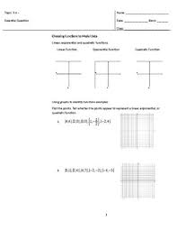 Comparing Linear Quadratic Worksheets Teaching Resources Tpt