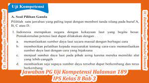 Jawaban Pg Uji Kompetensi Ips Kelas 8 Halaman 189 Bab 3 Youtube