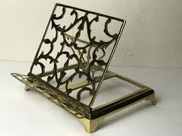 Antique Brass Book Stand Sheet Music Cookbook Recipe Holder Display Ornate Gold Cutwork Filigree Collapsible Folding Led Art Easel Antique Decor Antiques