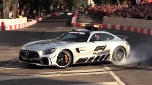 Amazingly, as recently as the 1960s, drivers raved without anything holding them in place in their cars. Mercedes Amg Gt R F1 Safety Car Donuts Show Smoking Tires Youtube
