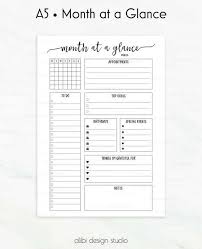 A5 Monthly Planner To Do List For A5 Ring Planner Month On One Page Birthday Calendar Mo1p In 2020 Bullet Journal Month Planner Bullet Journal A5 Planner