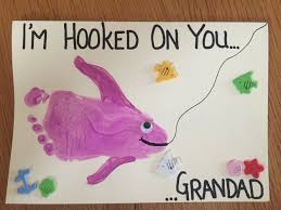 Birthday Crafts For Dad From Toddler I M Hooked On You Grandad Fishing You A Happy Birthday Footprint Craft Fish Toddler Art Googley Eyes Fathers Day Crafts Grandad Birthday Cards Baby Crafts