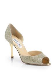 Jimmy Choo Nova Glitter Covered Leather Peep Toe Pumps Saks Com Bridal Shoes Jimmy Choo Beautiful Wedding Shoes