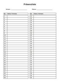 Prasenzliste Vorlage Vorlagen Anwesenheitsliste Vorlage Anwesenheitsliste