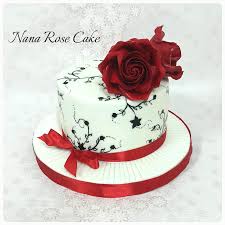 Black And White Wedding Cakes With Red Roses Red Rose Cake By Nana Rose Cake Red Cake White Small Wedding Cakes Wedding Cake Roses