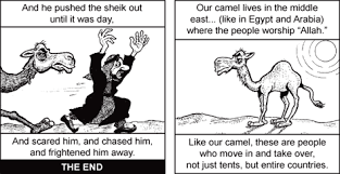 There is an old arab proverb, if the camel gets his nose in the tent, his body will soon follow. a metaphor for a small, insignificant action opening the door to something much larger and more nefarious. Chick Com Camel S In The Tent