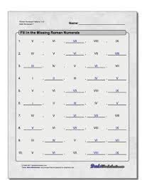 These Fill In The Blank Style Roman Numeral Pattern Worksheets Help Students Practice Counting In Roman Numerals And Roman Numerals Act Math Pattern Worksheet