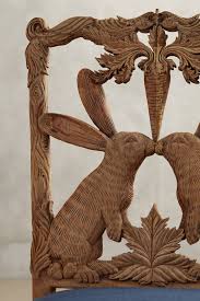 Handcarved Menagerie Rabbit Dining Chair Carved Chairs Rabbit Chippendale Chairs