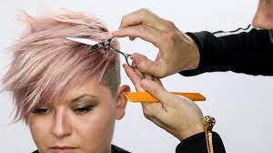 Undercut short hair pink hairstyles. Pixie Haircut Tutorial Plus Bonus Pink Hair Color How To Youtube