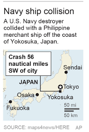 The map providing you the accurate geographic location, towns, important places, roads, highways, airports, hotels and tourist attractions in yokosuka, japan. Us Japan Search For 7 Navy Sailors Puzzle Over Ship Crash Krnv