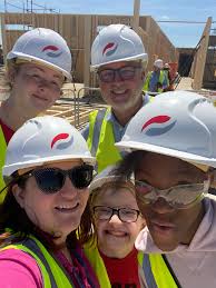Some VIP visitors to our new site today to leave their mark in the final  pour of concrete. The very first students to step foot in our new school. A  real milestone