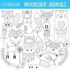 Great selection of animals coloring page clipart images. Woodland Animals Clip Art Forest Animals Coloring Activity Woodland Animals Woodland Animal Prints Animal Doodles
