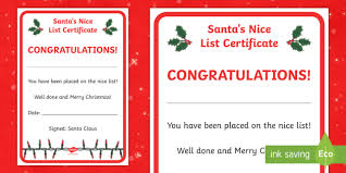Free printable nice list certificate from the north pole. Santa S Nice List Certificate Teacher Made
