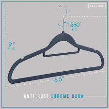 Velvet clothes suit shirt pants hanger hook non slip storage organizer at random. Standard Hangers Home Kitchen Cresnel Velvet Hangers 50 Pack Modern Gray Color Ve4250 Extra Strong To Hold Heavy Coat And Jacket Rotating Chrome Hook Non Slip Space Saving Design Excellent For