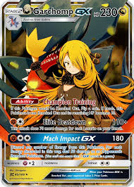 Garchomp is boosted by windy and sunny weather. Cynthia S Garchomp Gx Custom Pokemon Card Pokemon Cards Pokemon Rare Pokemon Cards