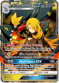 Jump to navigationjump to search. Cynthia S Garchomp Gx Custom Pokemon Card Pokemon Cards Pokemon Pokemon Trading Card